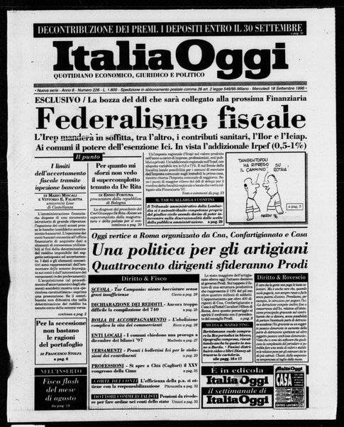 Italia oggi : quotidiano di economia finanza e politica